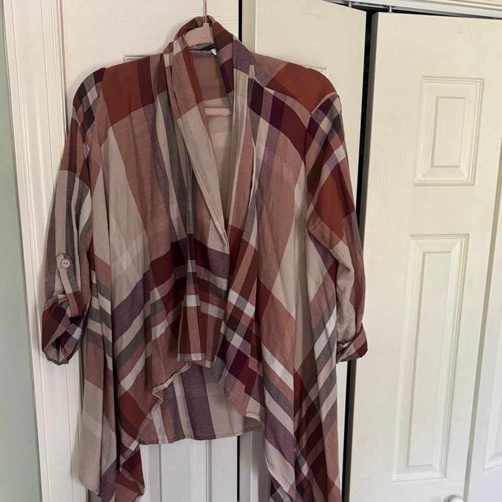 Cato Plaid drape open cardigan